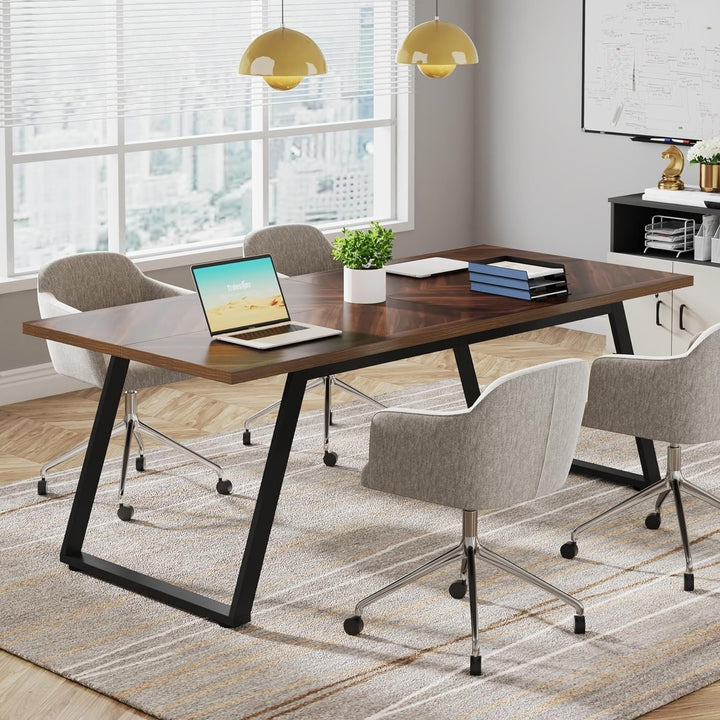 Tribesigns 63 Inch Executive Office Desk Modern Walnut Large Computer Table Image 3