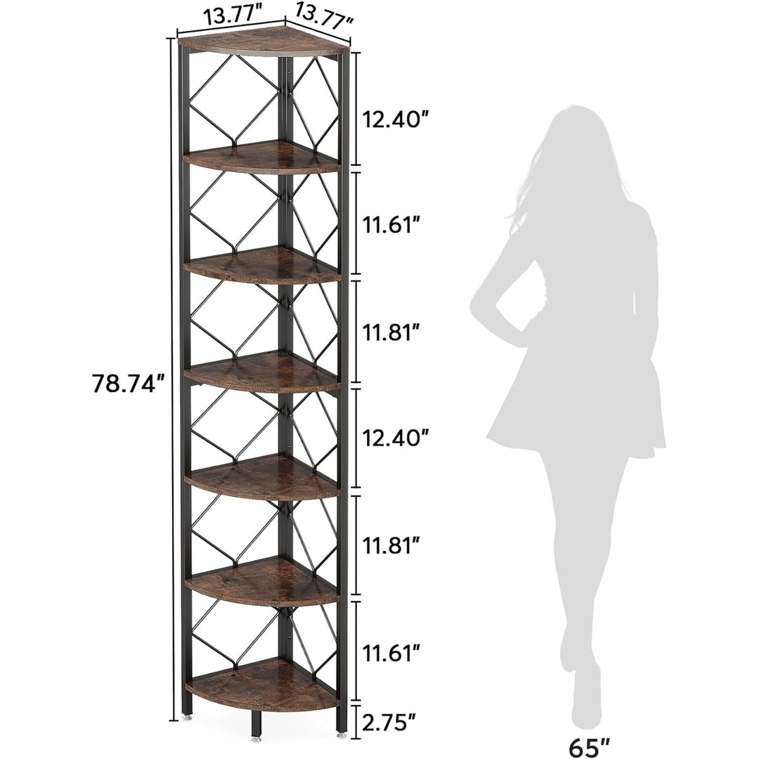 Tribesigns 7-Tier Corner Shelf 78.7 Inch Tall Industrial Bookcase Space Saver Image 5