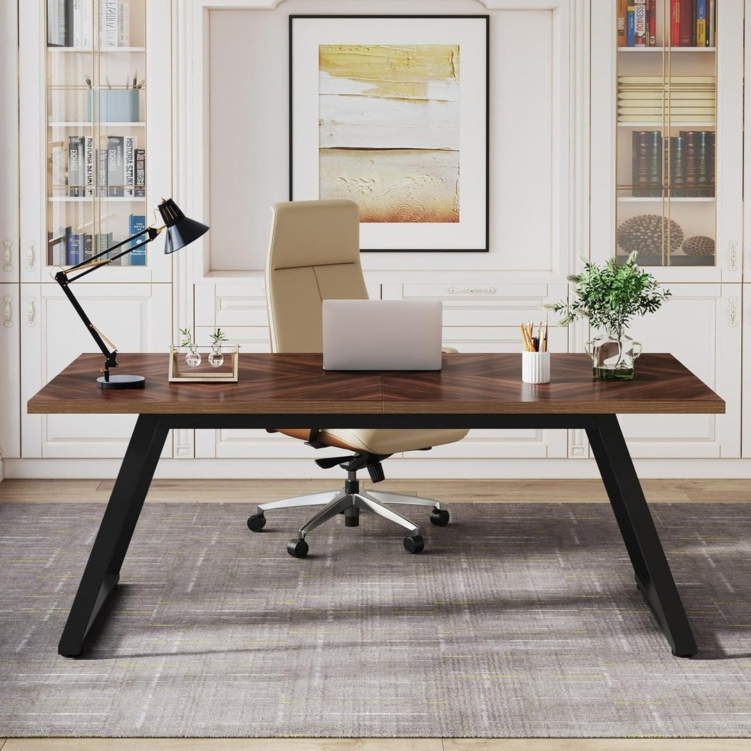 Tribesigns 63 Inch Executive Office Desk Modern Walnut Large Computer Table Image 4