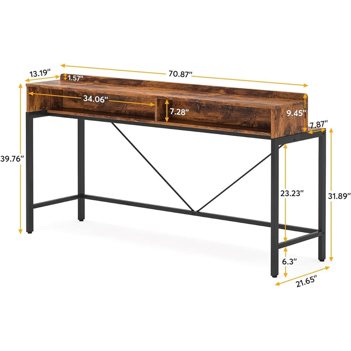 Tribesigns 70.9 Inch Extra Long Sofa Table with Storage, Industrial Table Behind Sofa with Open Shelves Image 5