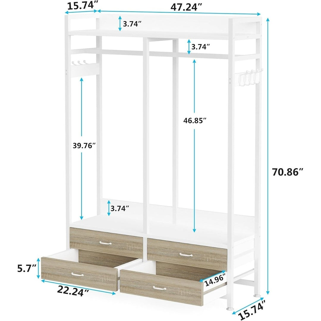 Tribesigns Heavy Duty Freestanding Closet Organizer with 4 Drawers and Hooks Image 4