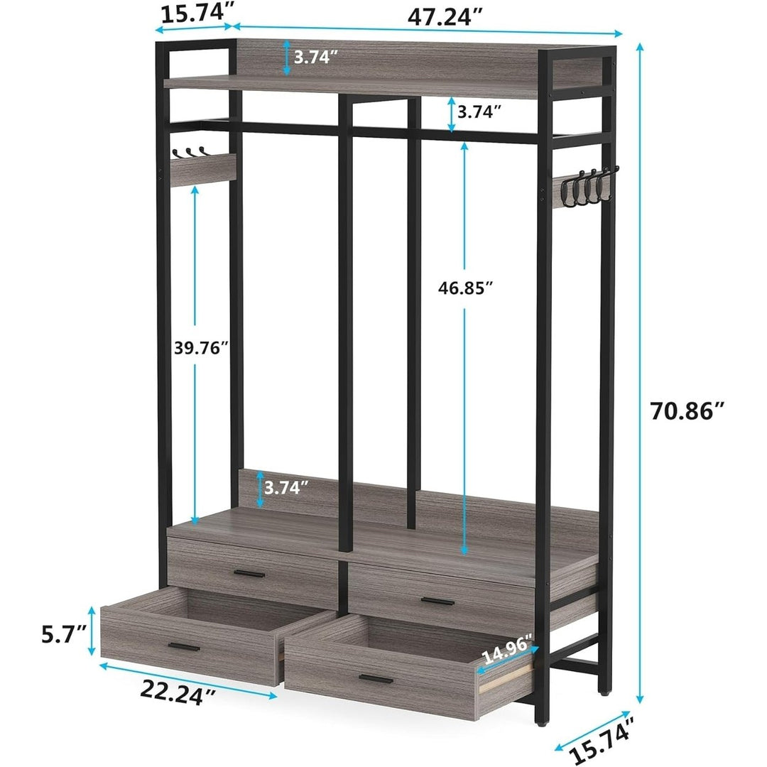 Tribesigns Heavy Duty Freestanding Closet Organizer with 4 Drawers and Hooks Image 8