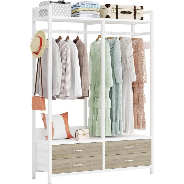 Tribesigns Heavy Duty Freestanding Closet Organizer with 4 Drawers and Hooks Image 3