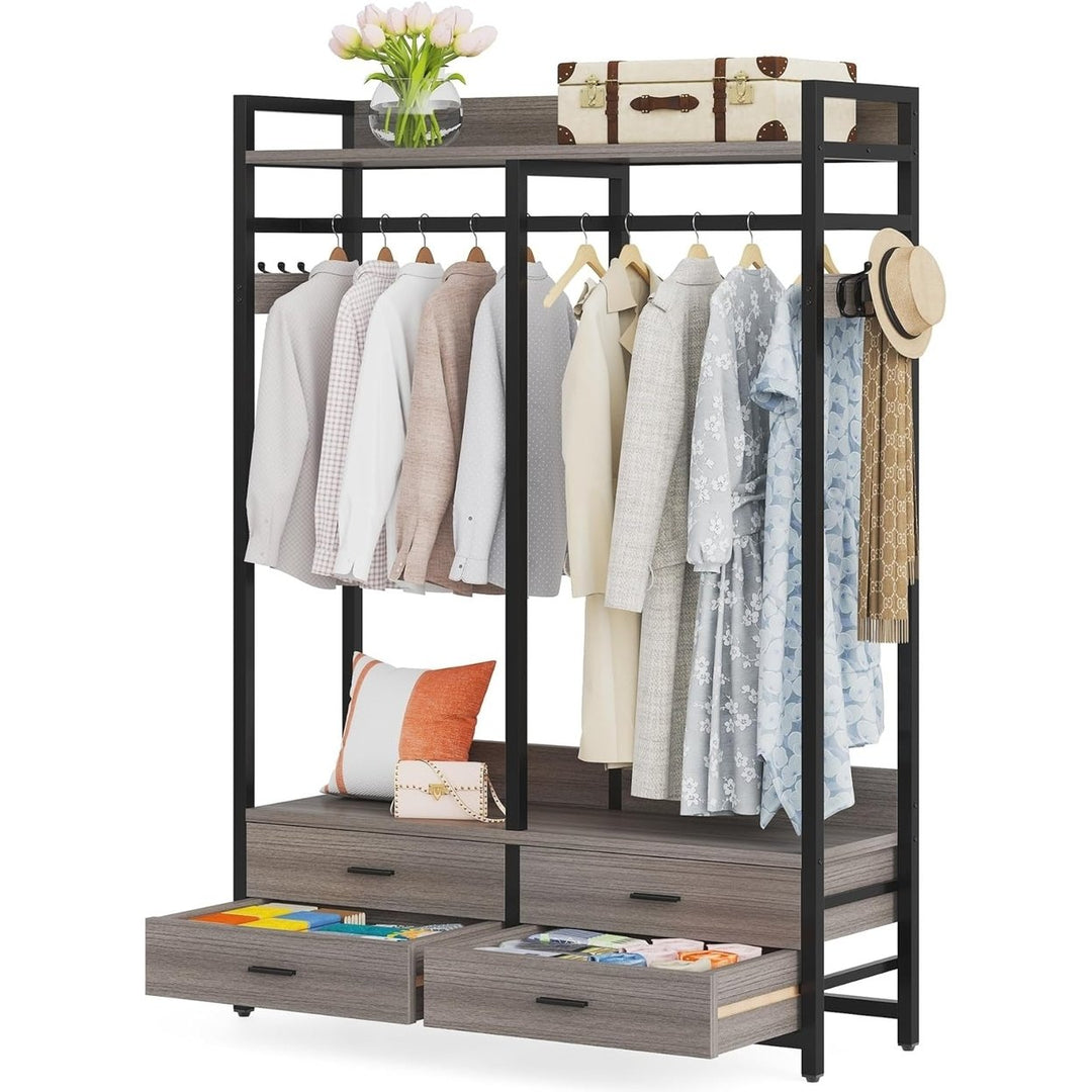 Tribesigns Heavy Duty Freestanding Closet Organizer with 4 Drawers and Hooks Image 7