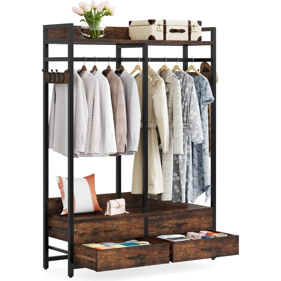 Tribesigns Heavy Duty Freestanding Closet Organizer with 4 Drawers and Hooks Image 11