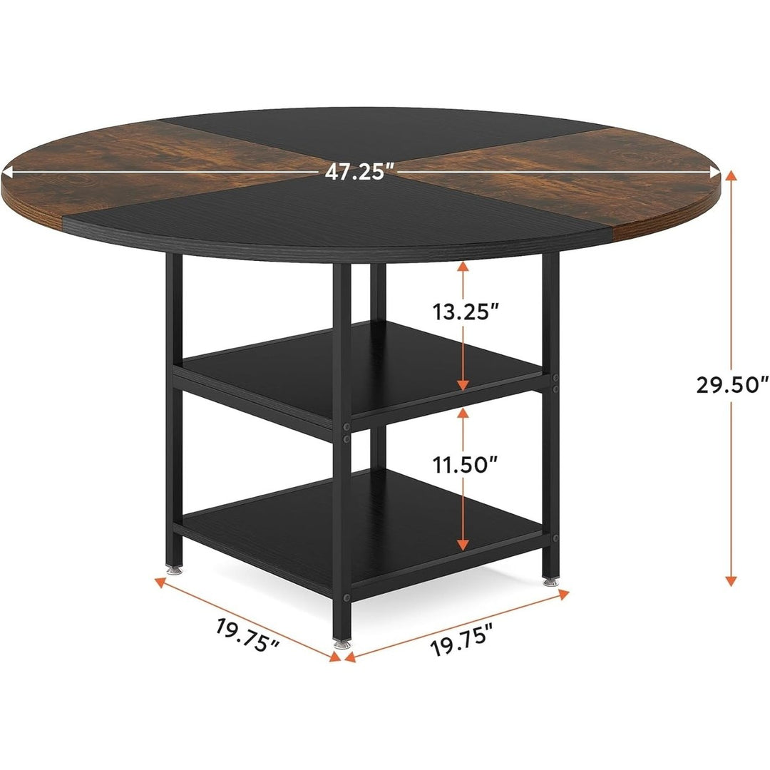 Tribesigns 47 Inch Round Dining Table White Wood Top Golden Legs with Storage Shelves Image 11