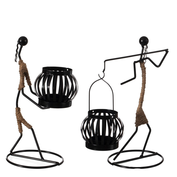 Modern Wire Figure Candle Holder Tea Light Lantern Decorative Centerpiece 8" Image 1