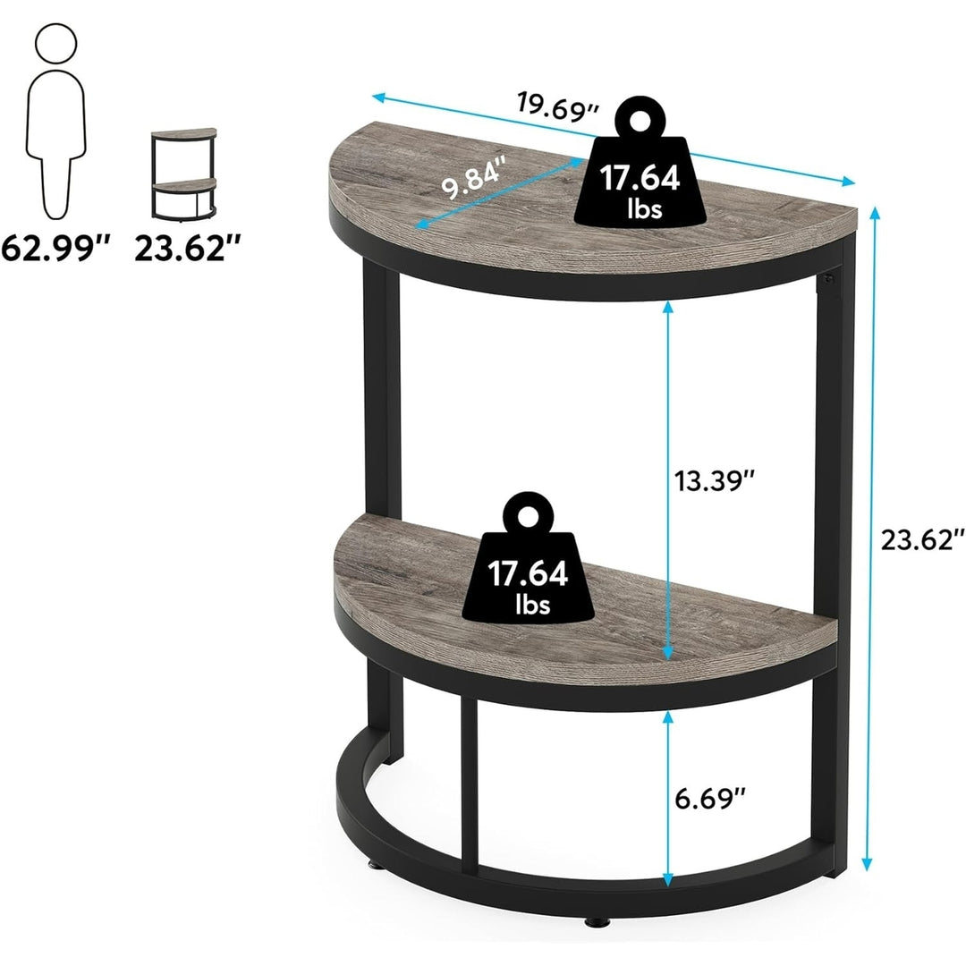 Tribesigns Half Round End Table Grey Small Side Table with Storage Shelf Image 2