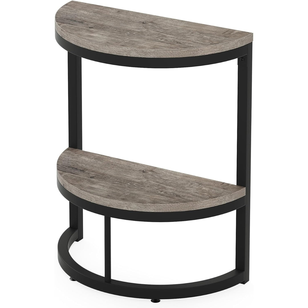 Tribesigns Half Round End Table Grey Small Side Table with Storage Shelf Image 6