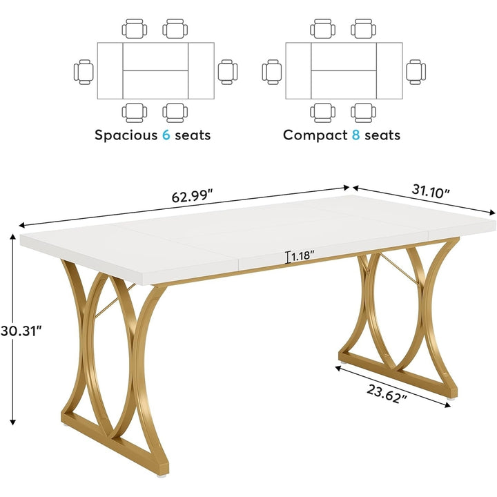 Tribesigns 63in White Executive Desk Modern Home Office Computer Desk MDF Image 2