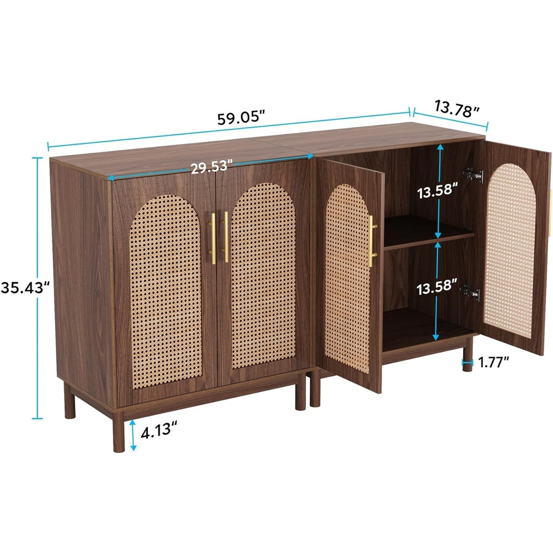 Tribesigns 59 Inch Rattan Buffet Cabinet Set of 2 Storage Accent Cabinets Image 6