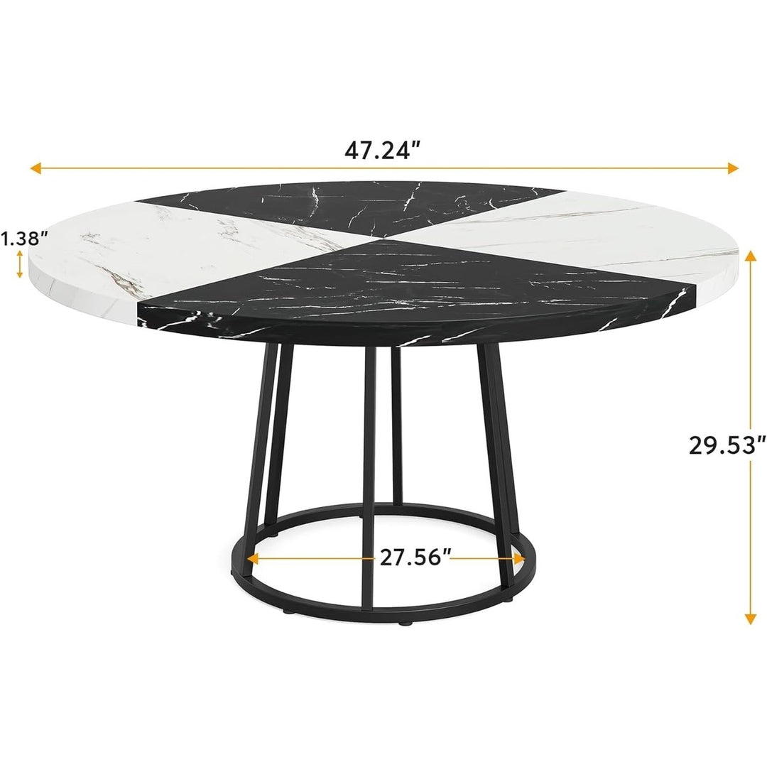 Tribesigns 47 Inch Round Dining Table for 4 Faux Marble Top Metal Base Image 6