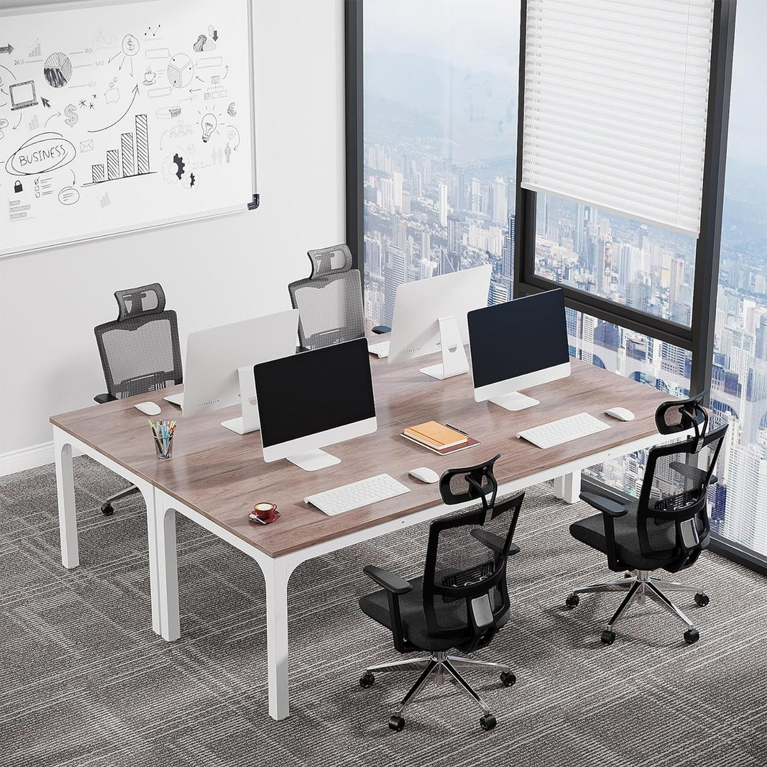 Tribesigns 6.5 FT Conference Table 78.74" x 27.56" Large Office Desk Grey Metal Image 2