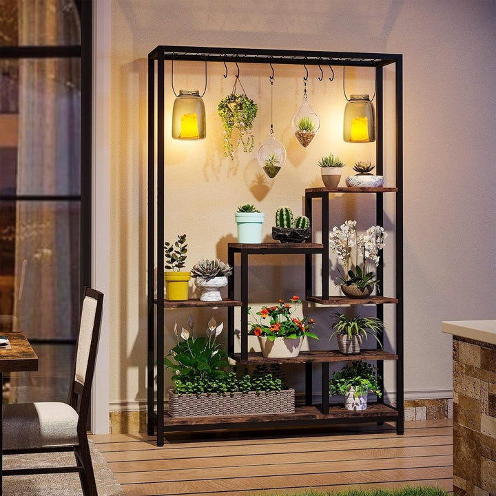 Tribesigns 5-Tier Tall Indoor Plant Stand 70.9in Metal Shelf with 6 S-Hooks Image 3