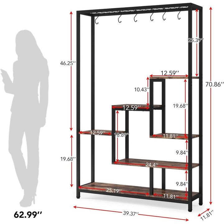 Tribesigns 5-Tier Tall Indoor Plant Stand 70.9in Metal Shelf with 6 S-Hooks Image 6