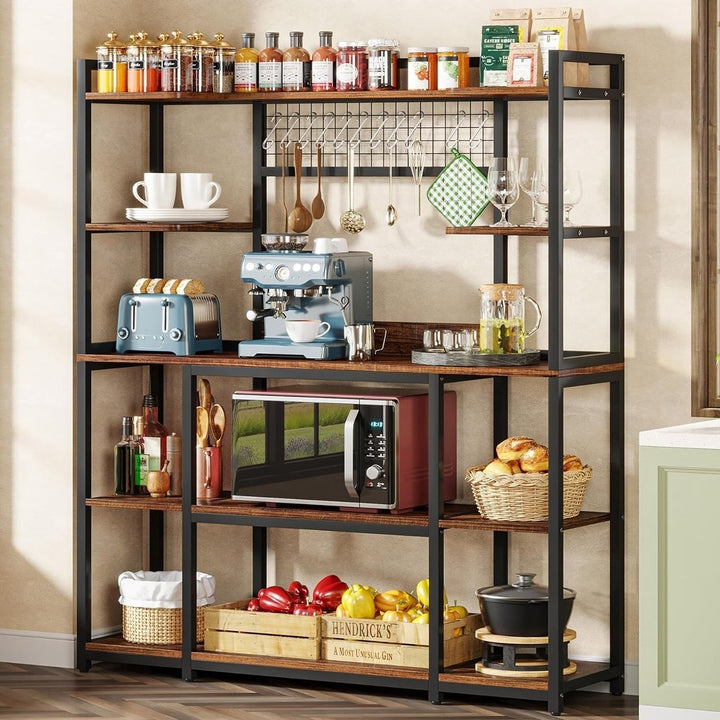 Tribesigns 55" Large Bakers Rack Kitchen Hutch with 11 Hooks 5-Tier Storage Unit Image 1