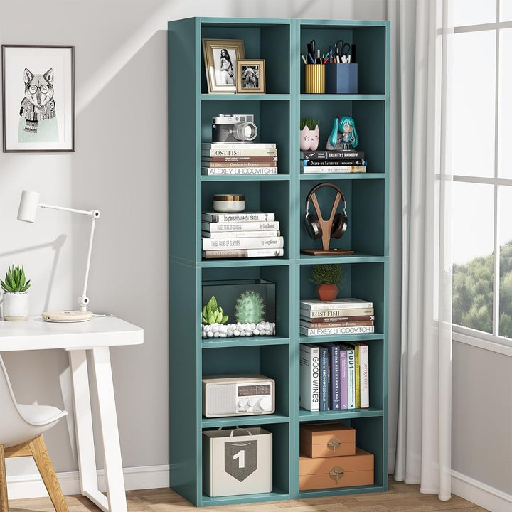 Tribesigns 70.9 Inch Tall Narrow Bookcase, Rustic Corner Bookcase with Storage, 6 Tier Cube Display Shelves Image 9