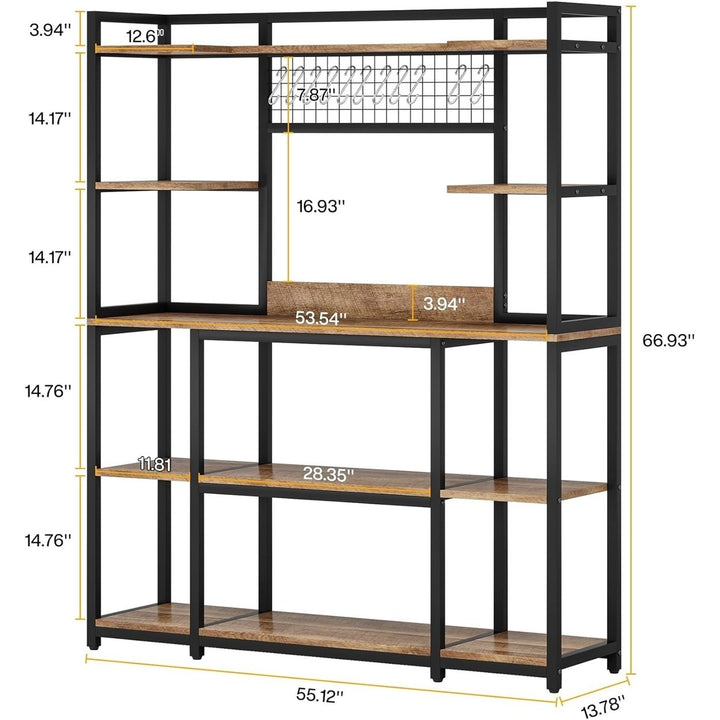 Tribesigns 55" Large Bakers Rack Kitchen Hutch with 11 Hooks 5-Tier Storage Unit Image 12