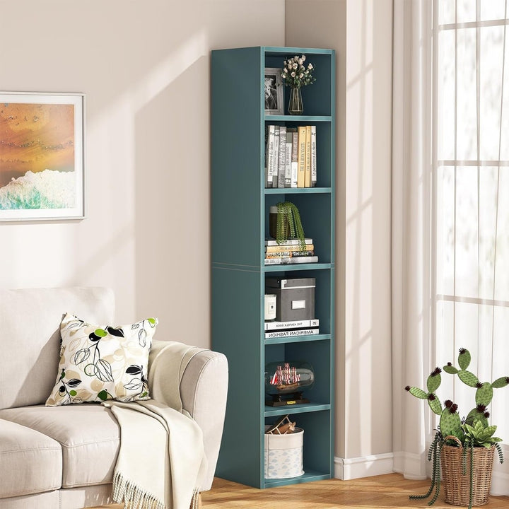 Tribesigns 70.9 Inch Tall Narrow Bookcase, Rustic Corner Bookcase with Storage, 6 Tier Cube Display Shelves Image 7