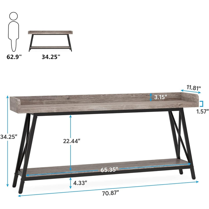 Tribesigns 70.9 Inch Rustic Sofa Console Table Behind Couch Industrial Style Image 8