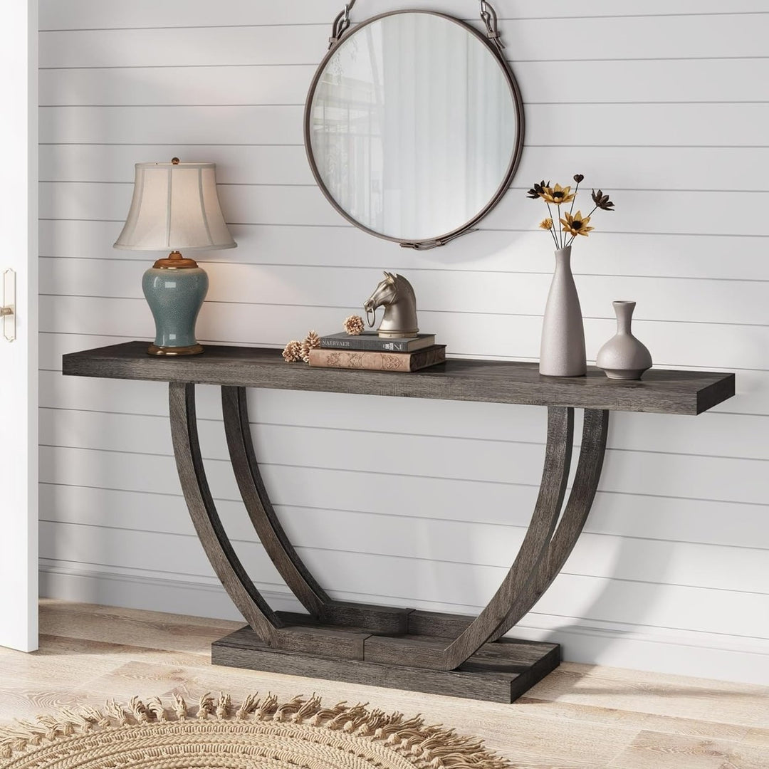 Tribesigns 63 Inch Farmhouse Console Table Sturdy Wood Entryway Table Image 1