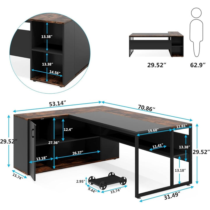 Tribesigns 71 Inch L Shaped Executive Desk with Cabinet Storage Home Office Image 8