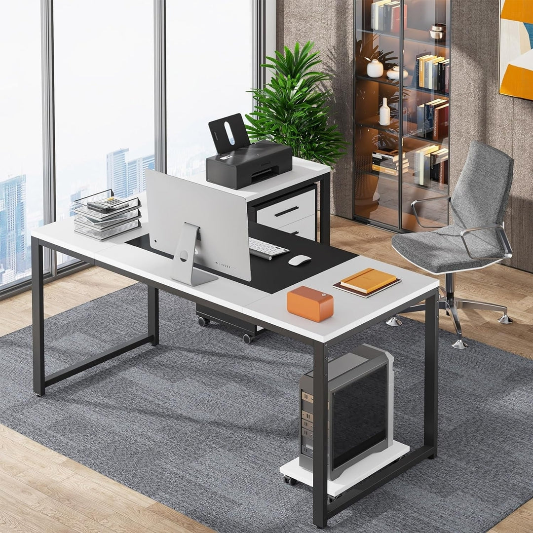 Tribesigns 63" L-Shaped Computer Desk with Mobile File Cabinet, Large Executive Office Desk with 3-Drawer Image 9