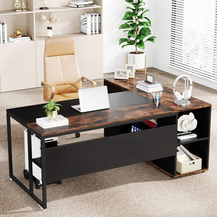 Tribesigns 71 Inch L Shaped Executive Desk with Cabinet Storage Home Office Image 11