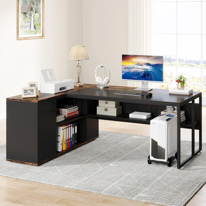 Tribesigns 71 Inch L Shaped Executive Desk with Cabinet Storage Home Office Image 12