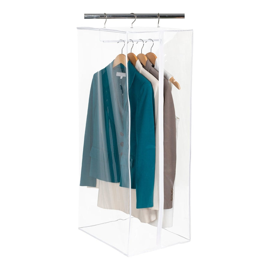 Garment Bag - Clear Hanging Closet Organizer - Durable Zippered Cover with Rod Protects Dresses, Suits, and Jackets from Image 1