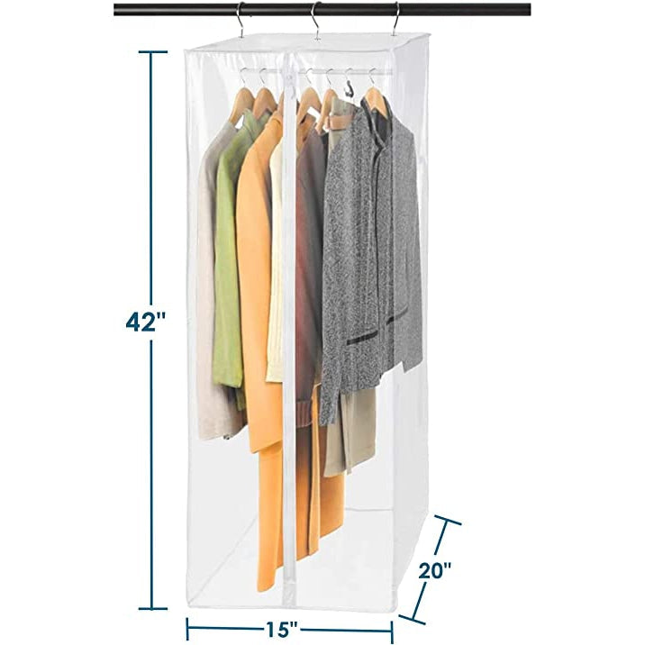 Garment Bag - Clear Hanging Closet Organizer - Durable Zippered Cover with Rod Protects Dresses, Suits, and Jackets from Image 3