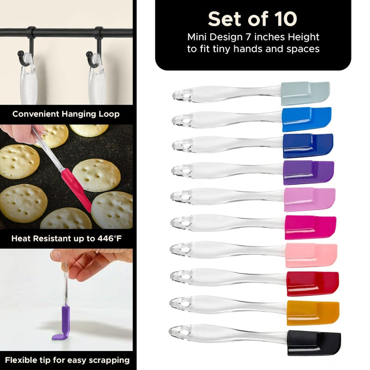 Mini Silicone Spatulas Set - Non-Stick and Heat-Resistant, Pro-Grade - 10 pc set Image 2