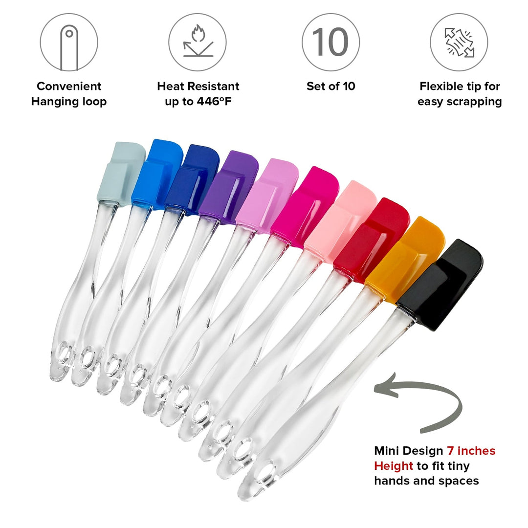 Mini Silicone Spatulas Set - Non-Stick and Heat-Resistant, Pro-Grade - 10 pc set Image 3