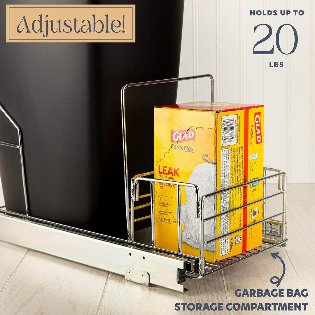 Premium Pull Out Trash Can with Basket Space Saver Kitchen Organizer Stylish Design Image 2