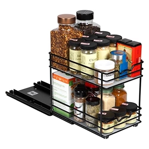 Heavy Duty Pull Out Spice Rack Organizer Cabinet Black Finish 8 Inch Clearance Image 2