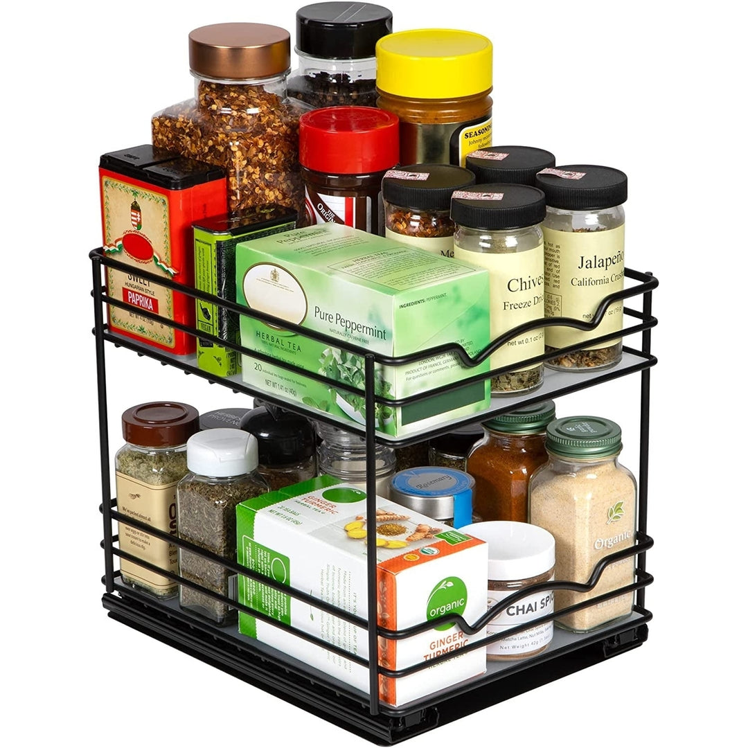 Heavy Duty Pull Out Spice Rack Organizer Cabinet Black Finish 8 Inch Clearance Image 3