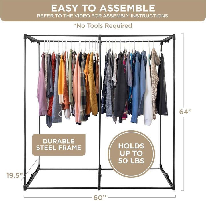 Portable Wardrobe Closet, Heavy Duty Hanging Rod with 50 Lb. Weight Capacity, Super Easy Assembly, No Tools Required Image 9