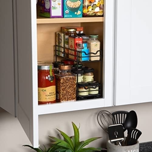 Heavy Duty Pull Out Spice Rack Organizer Cabinet Black Finish 8 Inch Clearance Image 9