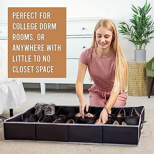 HOLDN Storage Under Bed Shoe Organizer Clear Cover Extra Large Holds 32 Pairs Image 6