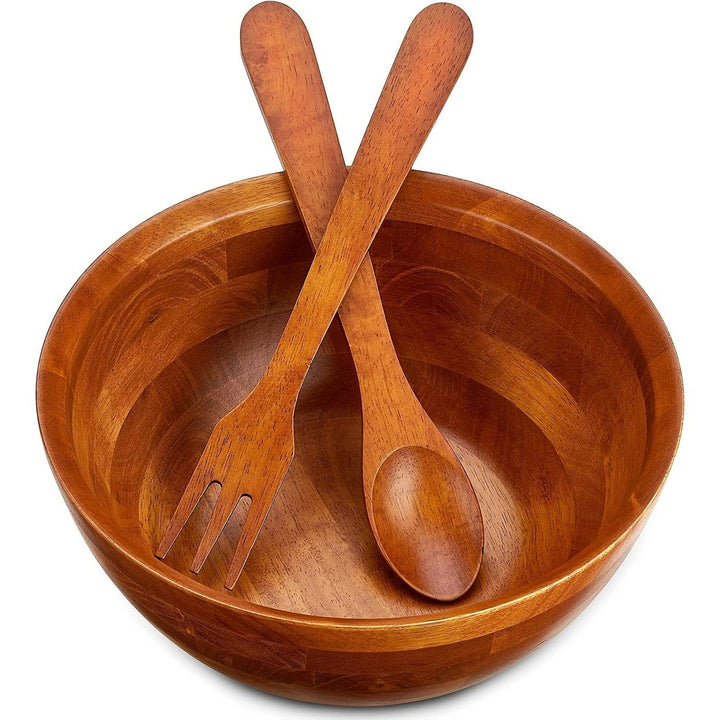 Wooden Salad Bowls - Set of 4, Multipurpose Individual 7 x 2.5 Food Bowls, Durable Hardwood Serving. and More 24 oz. Image 1