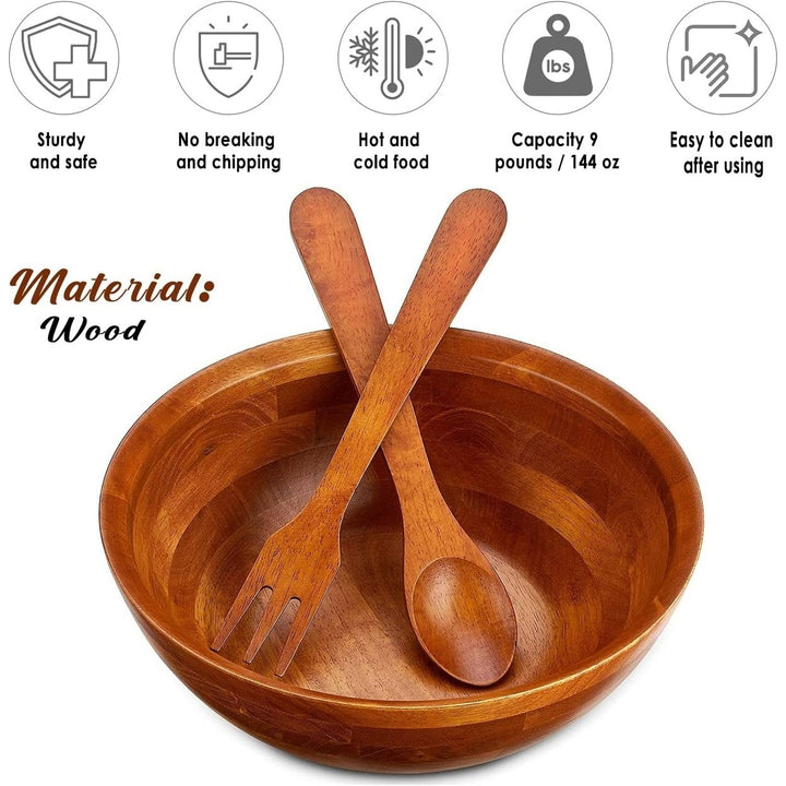 Wooden Salad Bowls - Set of 4, Multipurpose Individual 7 x 2.5 Food Bowls, Durable Hardwood Serving. and More 24 oz. Image 7