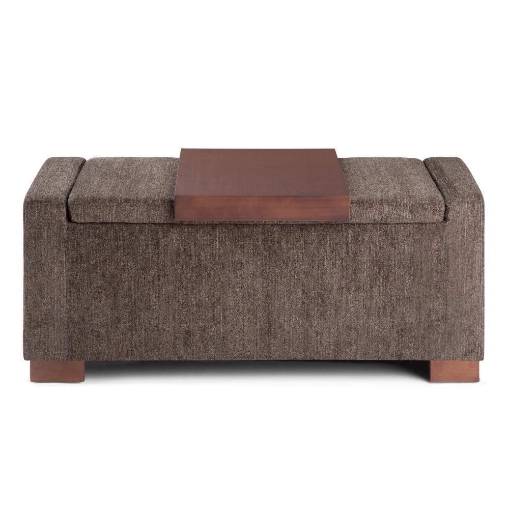 Bretton Storage Ottoman Lift Top Tray 42.4in Fabric Upholstered Brown Multifunctional Image 5