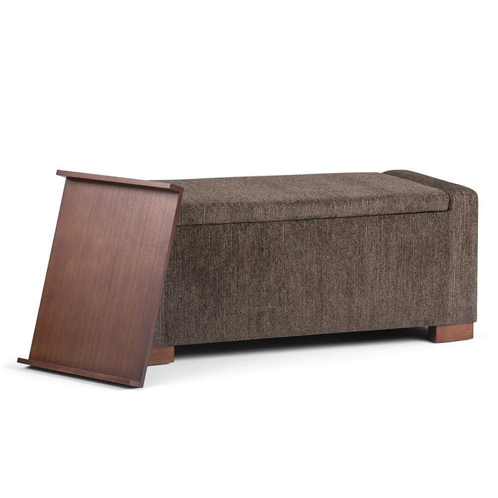 Bretton Storage Ottoman Lift Top Tray 42.4in Fabric Upholstered Brown Multifunctional Image 7