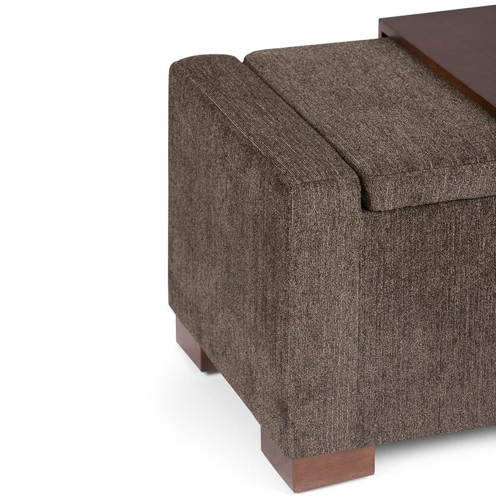 Bretton Storage Ottoman Lift Top Tray 42.4in Fabric Upholstered Brown Multifunctional Image 8