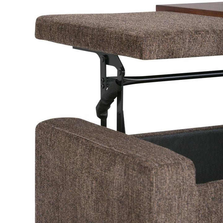 Bretton Storage Ottoman Lift Top Tray 42.4in Fabric Upholstered Brown Multifunctional Image 12