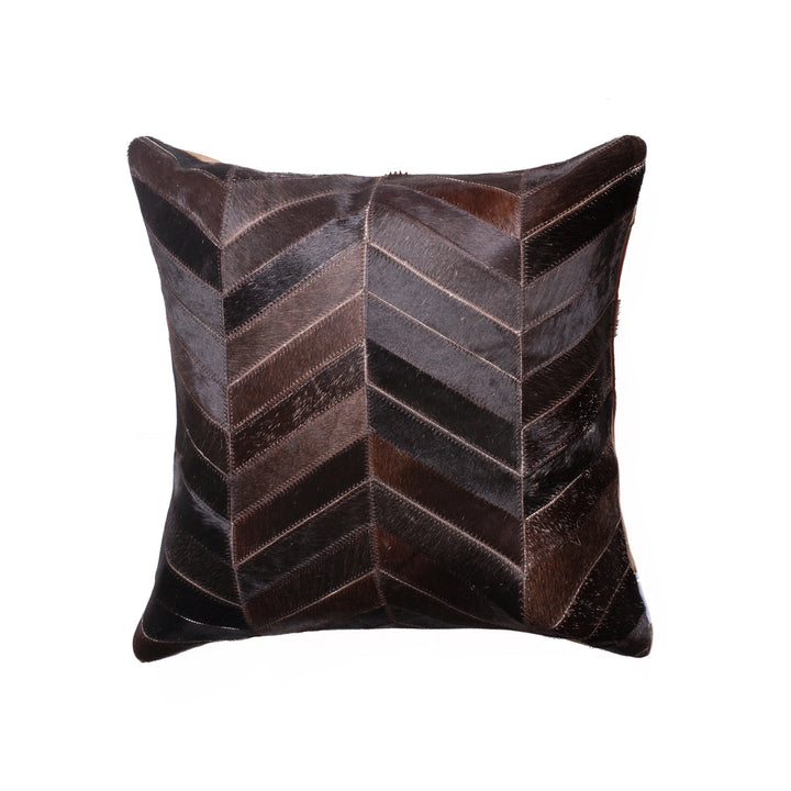 Natural Torino Chevron Cowhide Pillow 18x18 Chocolate Brown 1-Piece Image 1