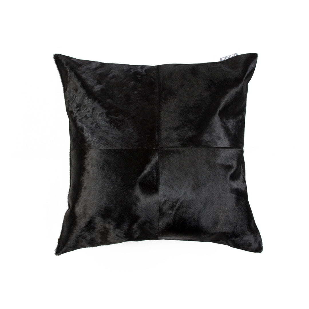 Natural Home Torino Cowhide Pillow 18x18 Black Quatro Decorative Cushion Image 1