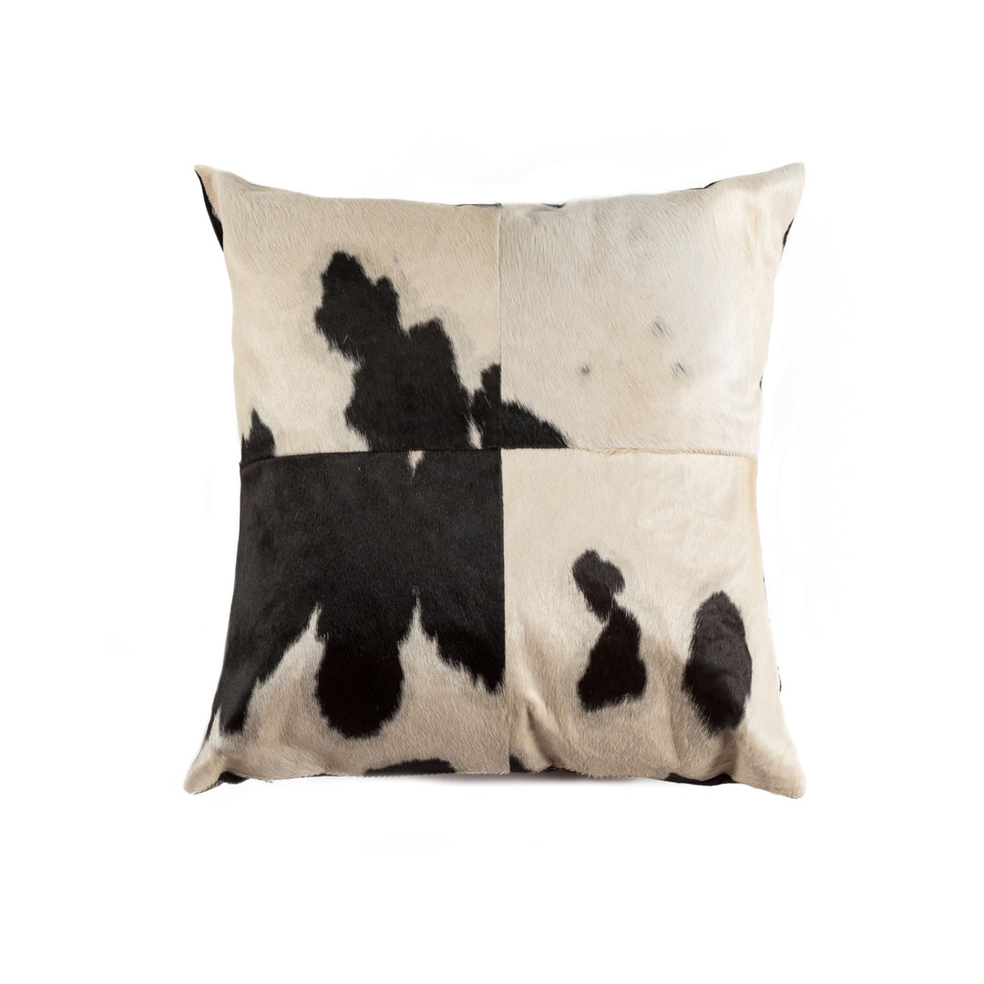 Natural Home Torino Cowhide Pillow 18x18 Black Quatro Decorative Cushion Image 4