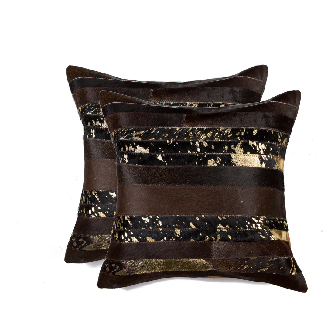 Torino Madrid Cowhide Pillow Set Silver Black 18x18 2-Pack Decorative Accent Image 5