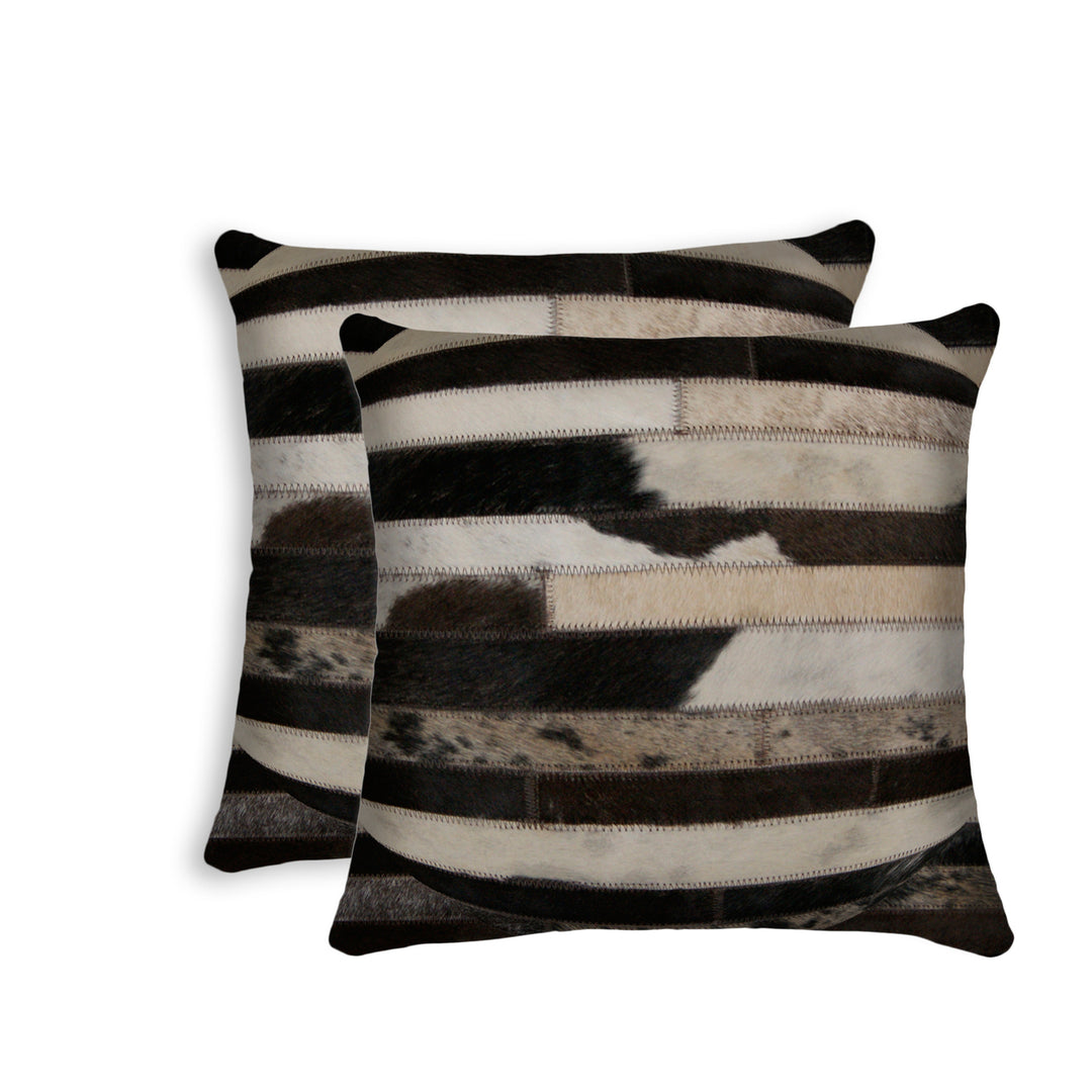 Torino Madrid Cowhide Pillow Set Silver Black 18x18 2-Pack Decorative Accent Image 10